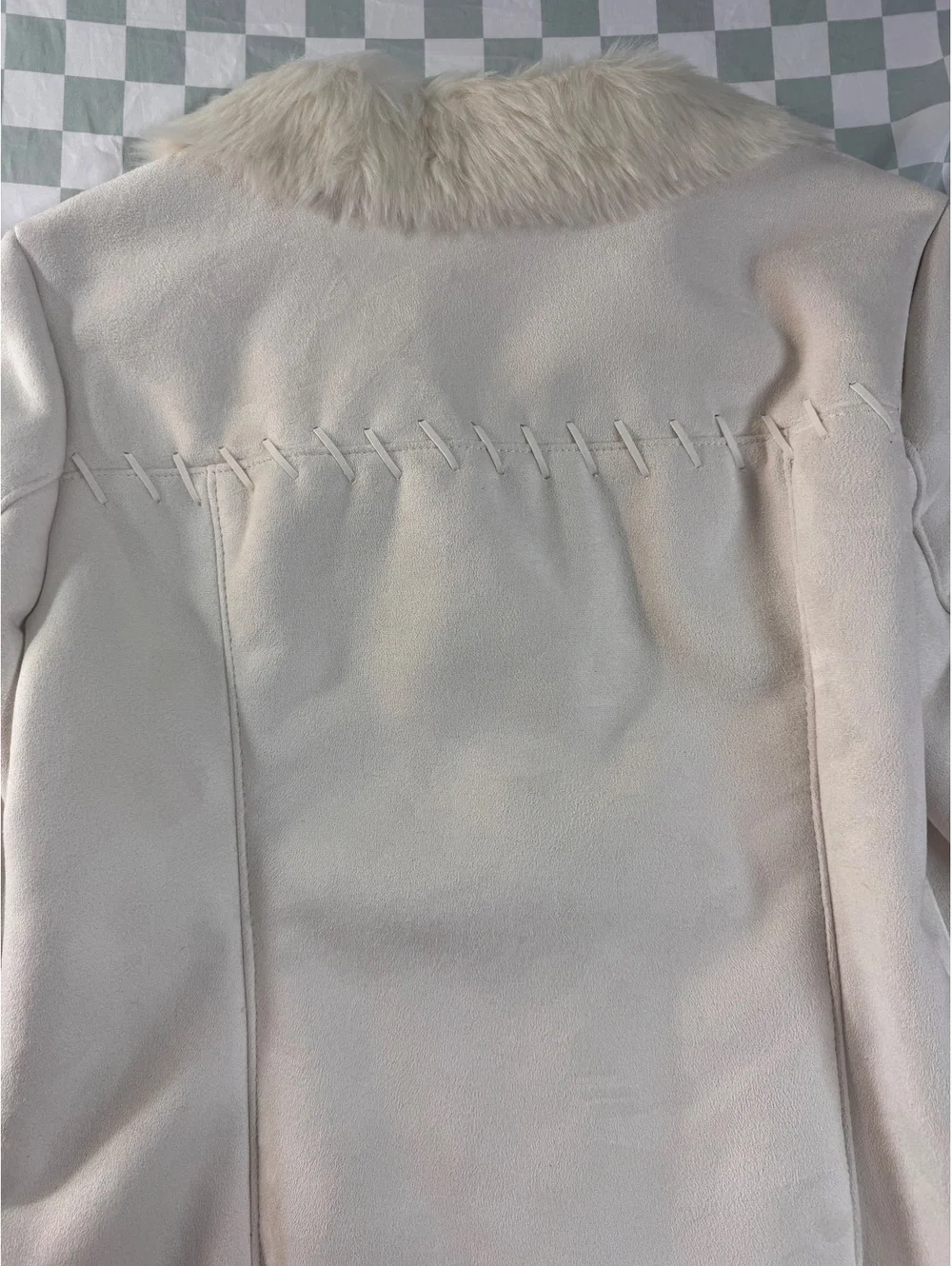 Coldwater Creek Petite Faux Suede Fur Jacket PL Cream